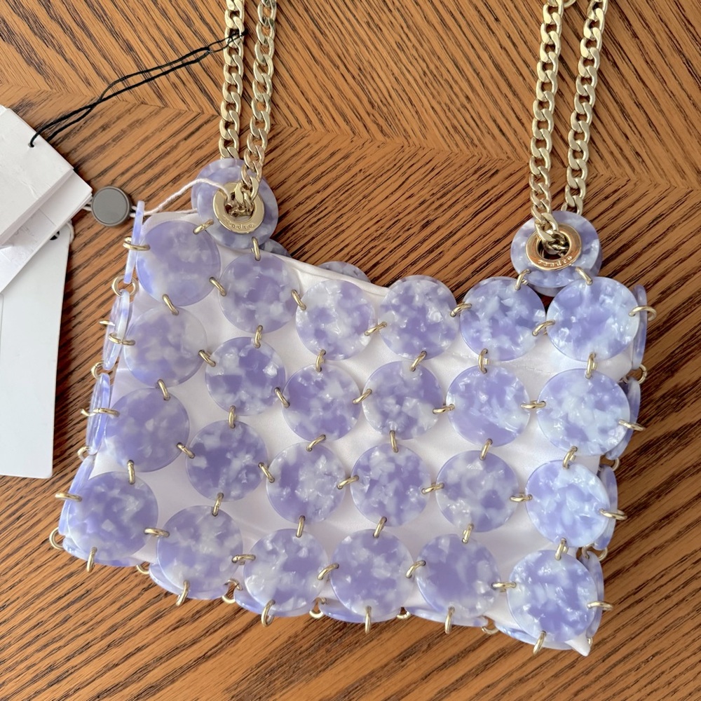 SANDRO Pastille Marbled Resin Embellished Chainmail Shoulder Bag - Lilac - Picture 5 of 13